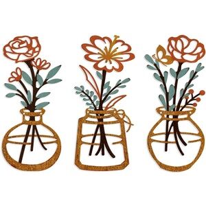 ARTINME 3 Pieces Metal Flowers Wall Arts - Rustic Farmhouse decor